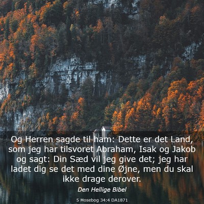 Picture 03 - 5 Mosebog 34:4 DA1871 - Og Herren sagde til ham: Dette er det Land, som - Bible Verse Picture