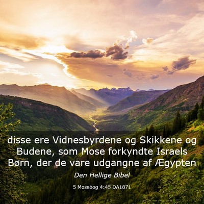 Picture 03 - 5 Mosebog 4:45 DA1871 - disse ere Vidnesbyrdene og Skikkene og Budene, - Bible Verse Picture