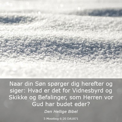 Picture 03 - 5 Mosebog 6:20 DA1871 - Naar din Søn spørger dig herefter og siger: - Bible Verse Picture
