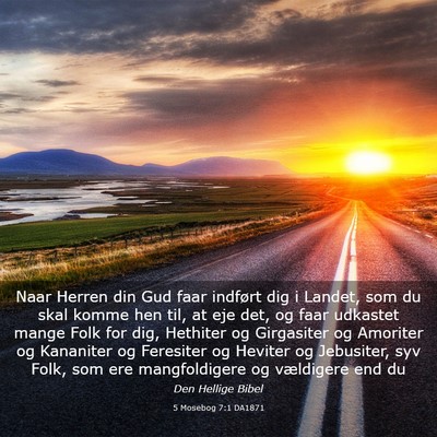 Picture 03 - 5 Mosebog 7:1 DA1871 - Naar Herren din Gud faar indført dig i Landet, - Bible Verse Picture