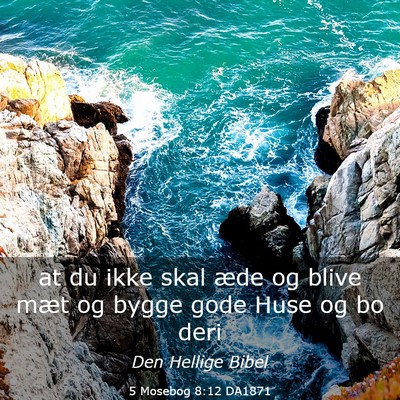 Picture 03 - 5 Mosebog 8:12 DA1871 - at du ikke skal æde og blive mæt og bygge gode - Bible Verse Picture