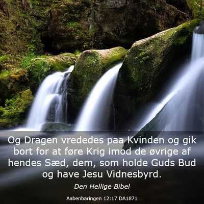 Picture 03 - Aabenbaringen 12:17 DA1871 - Og Dragen vrededes paa Kvinden og gik bort for at - Bible Verse Picture