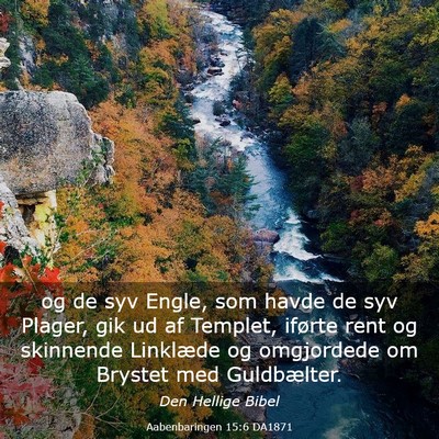 Picture 03 - Aabenbaringen 15:6 DA1871 - og de syv Engle, som havde de syv Plager, gik ud - Bible Verse Picture