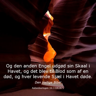 Picture 03 - Aabenbaringen 16:3 DA1871 - Og den anden Engel udgød sin Skaal i Havet, og - Bible Verse Picture