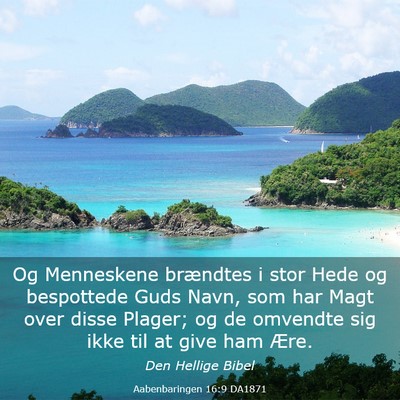Picture 03 - Aabenbaringen 16:9 DA1871 - Og Menneskene brændtes i stor Hede og bespottede - Bible Verse Picture