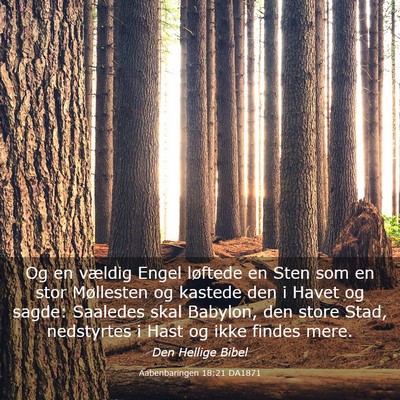 Picture 03 - Aabenbaringen 18:21 DA1871 - Og en vældig Engel løftede en Sten som en stor - Bible Verse Picture