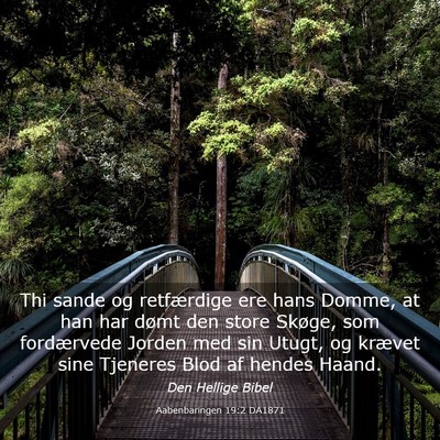 Picture 03 - Aabenbaringen 19:2 DA1871 - Thi sande og retfærdige ere hans Domme, at han - Bible Verse Picture
