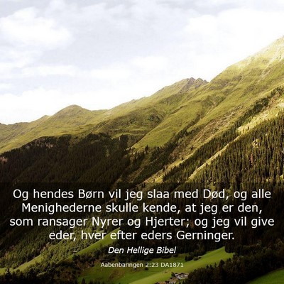 Picture 03 - Aabenbaringen 2:23 DA1871 - Og hendes Børn vil jeg slaa med Død, og alle - Bible Verse Picture
