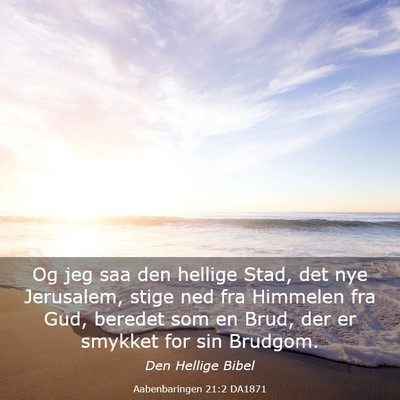 Picture 03 - Aabenbaringen 21:2 DA1871 - Og jeg saa den hellige Stad, det nye Jerusalem, - Bible Verse Picture