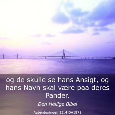 Picture 03 - Aabenbaringen 22:4 DA1871 - og de skulle se hans Ansigt, og hans Navn skal - Bible Verse Picture