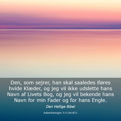 Picture 03 - Aabenbaringen 3:5 DA1871 - Den, som sejrer, han skal saaledes iføres hvide - Bible Verse Picture