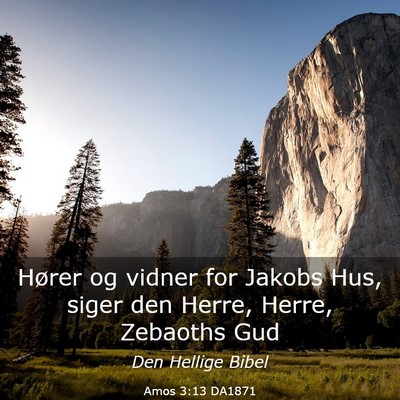 Picture 03 - Amos 3:13 DA1871 - Hører og vidner for Jakobs Hus, siger den Herre, - Bible Verse Picture