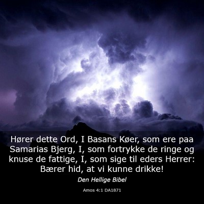 Picture 03 - Amos 4:1 DA1871 - Hører dette Ord, I Basans Køer, som ere paa - Bible Verse Picture
