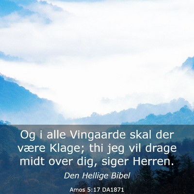 Picture 03 - Amos 5:17 DA1871 - Og i alle Vingaarde skal der være Klage; thi jeg - Bible Verse Picture