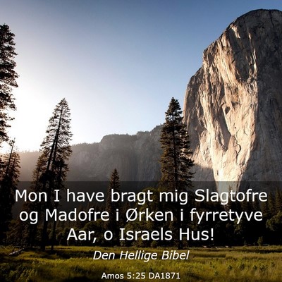 Picture 03 - Amos 5:25 DA1871 - Mon I have bragt mig Slagtofre og Madofre i - Bible Verse Picture
