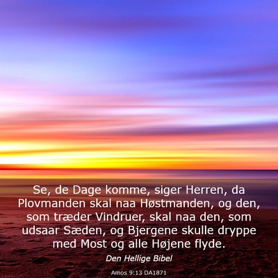 Picture 03 - Amos 9:13 DA1871 - Se, de Dage komme, siger Herren, da Plovmanden - Bible Verse Picture