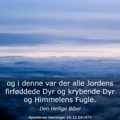 Picture 03 - Apostlenes Gerninger 10:12 DA1871 - og i denne var der alle Jordens firføddede Dyr - Bible Verse Picture