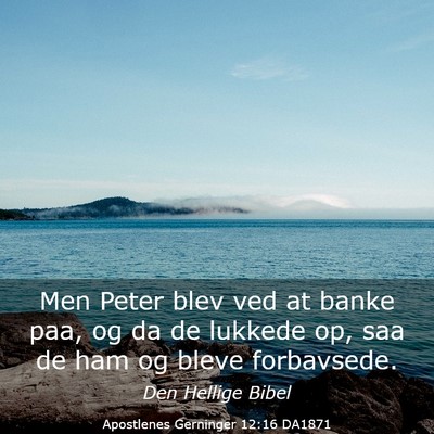 Picture 03 - Apostlenes Gerninger 12:16 DA1871 - Men Peter blev ved at banke paa, og da de lukkede - Bible Verse Picture