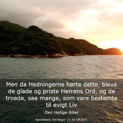 Picture 03 - Apostlenes Gerninger 13:48 DA1871 - Men da Hedningerne hørte dette, bleve de glade - Bible Verse Picture