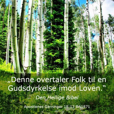 Picture 03 - Apostlenes Gerninger 18:13 DA1871 - „Denne overtaler Folk til en Gudsdyrkelse imod - Bible Verse Picture