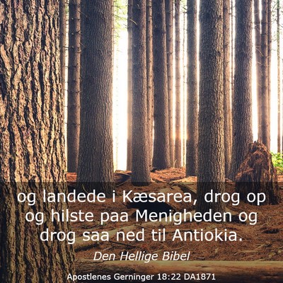 Picture 03 - Apostlenes Gerninger 18:22 DA1871 - og landede i Kæsarea, drog op og hilste paa - Bible Verse Picture