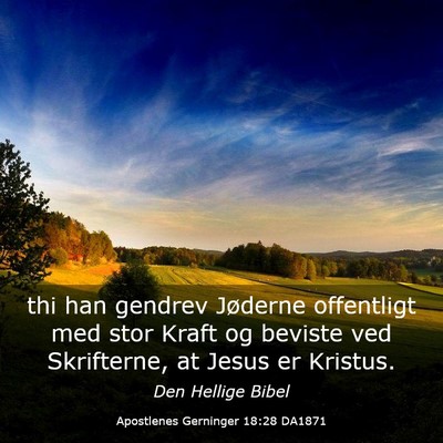Picture 03 - Apostlenes Gerninger 18:28 DA1871 - thi han gendrev Jøderne offentligt med stor - Bible Verse Picture