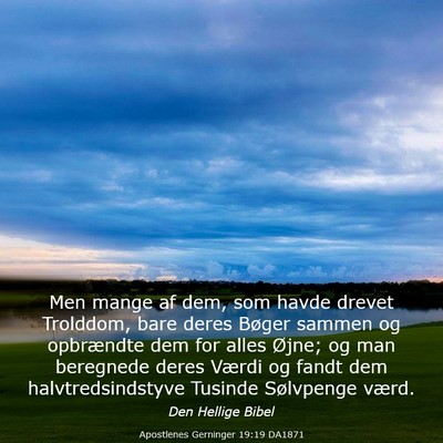 Picture 03 - Apostlenes Gerninger 19:19 DA1871 - Men mange af dem, som havde drevet Trolddom, bare - Bible Verse Picture