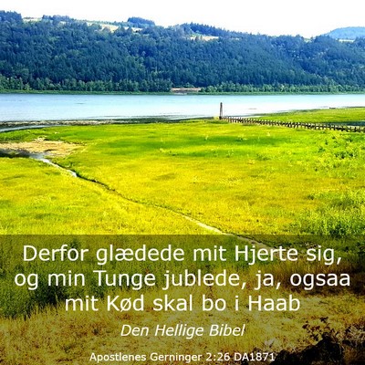 Picture 03 - Apostlenes Gerninger 2:26 DA1871 - Derfor glædede mit Hjerte sig, og min Tunge - Bible Verse Picture