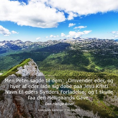 Picture 03 - Apostlenes Gerninger 2:38 DA1871 - Men Peter sagde til dem: „Omvender eder, og - Bible Verse Picture