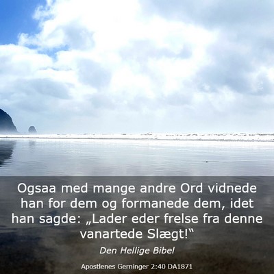 Picture 03 - Apostlenes Gerninger 2:40 DA1871 - Ogsaa med mange andre Ord vidnede han for dem og - Bible Verse Picture