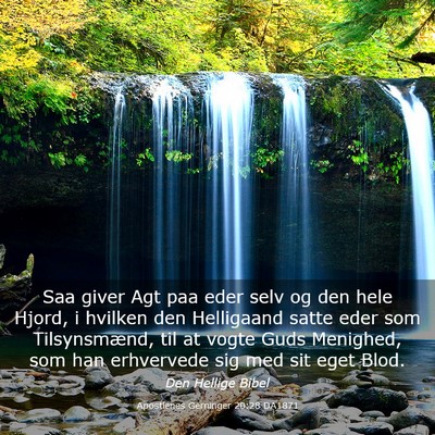 Picture 03 - Apostlenes Gerninger 20:28 DA1871 - Saa giver Agt paa eder selv og den hele Hjord, i - Bible Verse Picture
