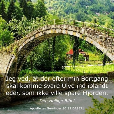 Picture 03 - Apostlenes Gerninger 20:29 DA1871 - Jeg ved, at der efter min Bortgang skal komme - Bible Verse Picture