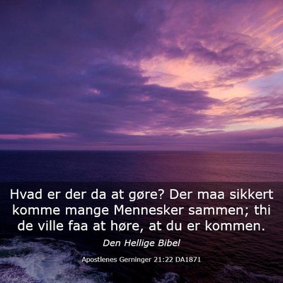 Picture 03 - Apostlenes Gerninger 21:22 DA1871 - Hvad er der da at gøre? Der maa sikkert komme - Bible Verse Picture