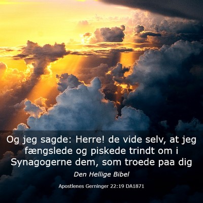 Picture 03 - Apostlenes Gerninger 22:19 DA1871 - Og jeg sagde: Herre! de vide selv, at jeg - Bible Verse Picture