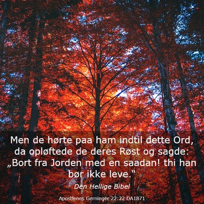 Picture 03 - Apostlenes Gerninger 22:22 DA1871 - Men de hørte paa ham indtil dette Ord, da - Bible Verse Picture