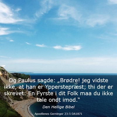 Picture 03 - Apostlenes Gerninger 23:5 DA1871 - Og Paulus sagde: „Brødre! jeg vidste ikke, at - Bible Verse Picture