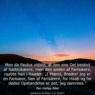 Picture 03 - Apostlenes Gerninger 23:6 DA1871 - Men da Paulus vidste, at den ene Del bestod af - Bible Verse Picture