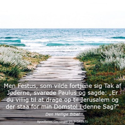 Picture 03 - Apostlenes Gerninger 25:9 DA1871 - Men Festus, som vilde fortjene sig Tak af - Bible Verse Picture