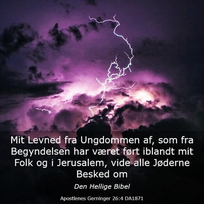 Picture 03 - Apostlenes Gerninger 26:4 DA1871 - Mit Levned fra Ungdommen af, som fra Begyndelsen - Bible Verse Picture