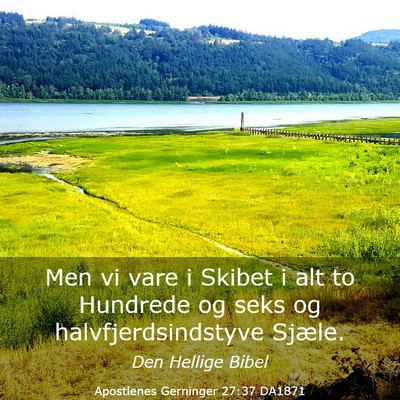 Picture 03 - Apostlenes Gerninger 27:37 DA1871 - Men vi vare i Skibet i alt to Hundrede og seks og - Bible Verse Picture