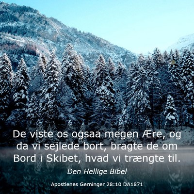 Picture 03 - Apostlenes Gerninger 28:10 DA1871 - De viste os ogsaa megen Ære, og da vi sejlede - Bible Verse Picture