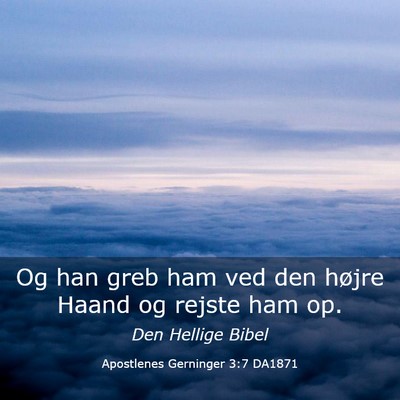 Picture 03 - Apostlenes Gerninger 3:7 DA1871 - Og han greb ham ved den højre Haand og rejste - Bible Verse Picture