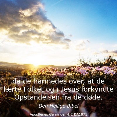 Picture 03 - Apostlenes Gerninger 4:2 DA1871 - da de harmedes over, at de lærte Folket og i - Bible Verse Picture