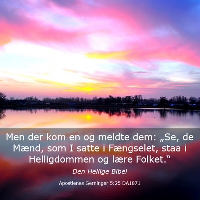Picture 03 - Apostlenes Gerninger 5:25 DA1871 - Men der kom en og meldte dem: „Se, de Mænd, - Bible Verse Picture