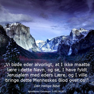 Picture 03 - Apostlenes Gerninger 5:28 DA1871 - „Vi bøde eder alvorligt, at I ikke maatte - Bible Verse Picture