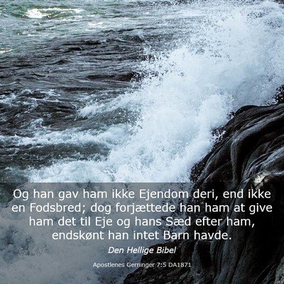 Picture 03 - Apostlenes Gerninger 7:5 DA1871 - Og han gav ham ikke Ejendom deri, end ikke en - Bible Verse Picture