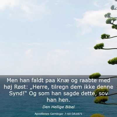 Picture 03 - Apostlenes Gerninger 7:60 DA1871 - Men han faldt paa Knæ og raabte med høj Røst: - Bible Verse Picture