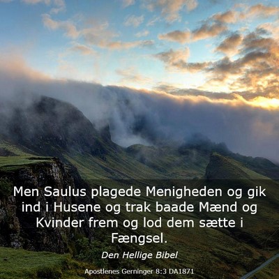 Picture 03 - Apostlenes Gerninger 8:3 DA1871 - Men Saulus plagede Menigheden og gik ind i Husene - Bible Verse Picture