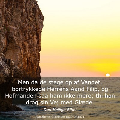 Picture 03 - Apostlenes Gerninger 8:39 DA1871 - Men da de stege op af Vandet, bortrykkede Herrens - Bible Verse Picture