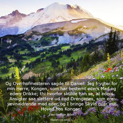Picture 03 - Daniel 1:10 DA1871 - Og Overhofmesteren sagde til Daniel: Jeg frygter - Bible Verse Picture